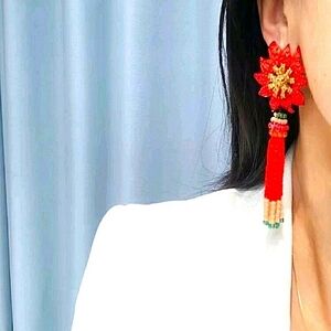"Isle"  Tassel Floral Glamorous Beaded Earrings